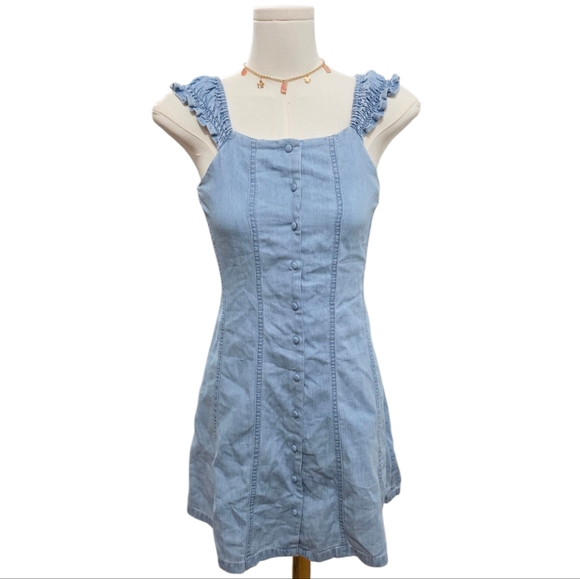 Guess Other - Guess Los Angeles Vintage Fake Denim Look Button Up Dress